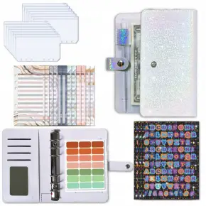 NOTES DO OSZCZĘDZANIA PIENIĘDZY PLANER BUDŻETOWY DZIENNIK A6 BIAŁY BROKAT