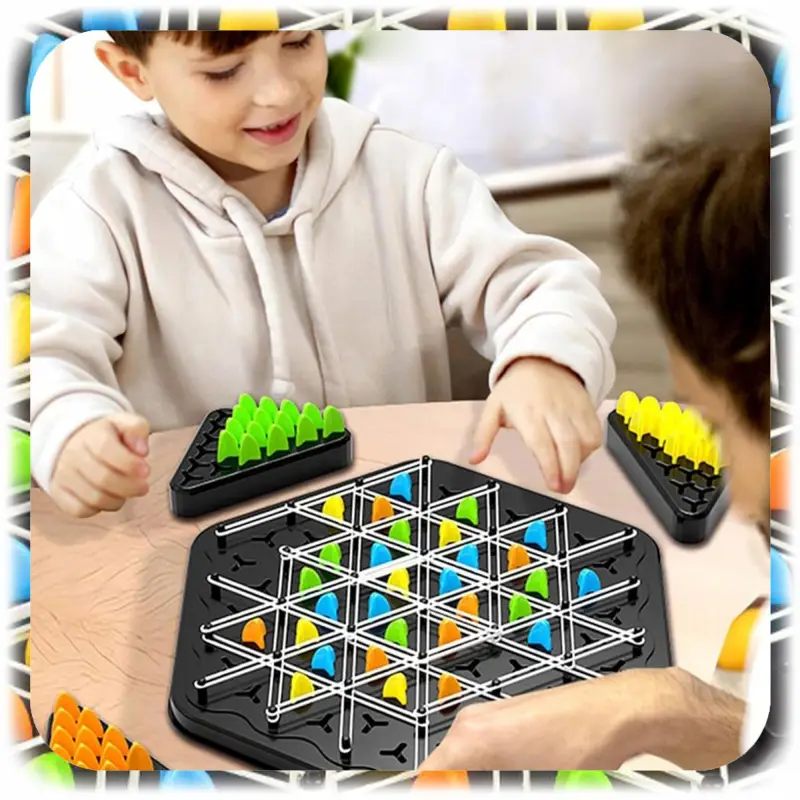 GRA LOGICZNA TRIGGLE GRA W TRÓJKĄTY STRATEGICZNA GUMKI RECEPTURKI 3D PIONKI