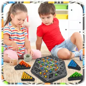 GRA LOGICZNA TRIGGLE GRA W TRÓJKĄTY STRATEGICZNA GUMKI RECEPTURKI 3D PIONKI