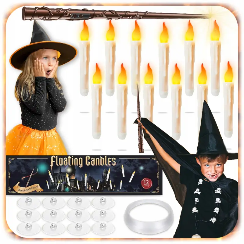 WISZĄCE ŚWIECE ŚWIECZKI LAMPKI LED ZESTAW 12 SZT + RÓŻDŻKA DEKORACYJNE HIT