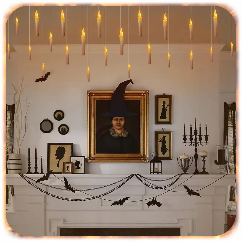 WISZĄCE ŚWIECE ŚWIECZKI LAMPKI LED ZESTAW 12 SZT + RÓŻDŻKA DEKORACYJNE HIT