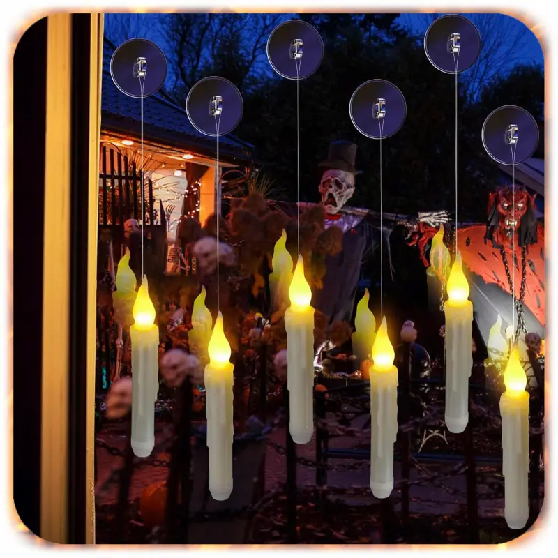 WISZĄCE ŚWIECE ŚWIECZKI LAMPKI LED ZESTAW 12 SZT + RÓŻDŻKA DEKORACYJNE HIT