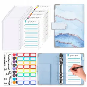 NOTES PLANER BUDŻETOWY DO OSZCZĘDZANIA PIENIĘDZY DZIENNIK NIEBIESKI MARMUR1