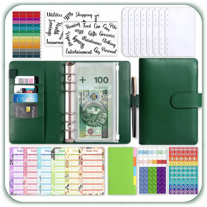 PLANER BUDŻETOWY SEGREGATOR BINDER A6 ORGANIZER OSZCZĘDNIK NOTES ZIELONY