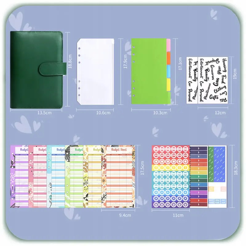 PLANER BUDŻETOWY SEGREGATOR BINDER A6 ORGANIZER OSZCZĘDNIK NOTES ZIELONY