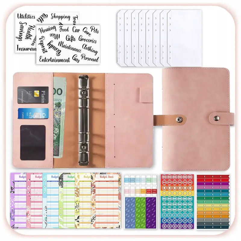 PLANER BUDŻETOWY SEGREGATOR BINDER A6 ORGANIZER OSZCZĘDNIK NOTES BRUDNY RÓŻ