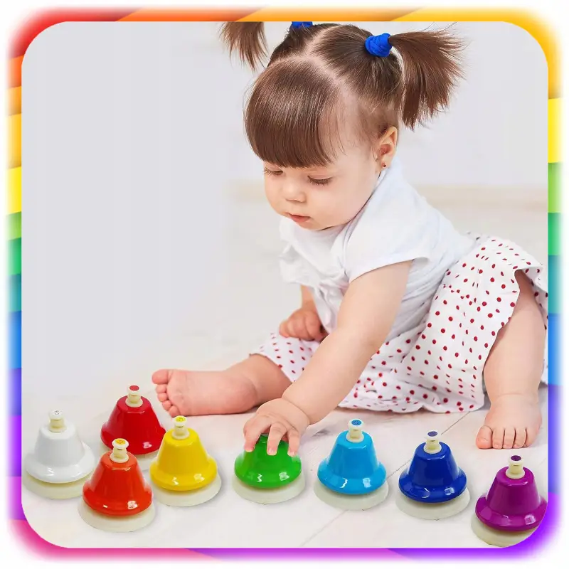 DZWONKI DIATONICZNE MONTESSORI KOLOROWE OKTAWOWE NACISKANE BUM C-8 8 SZT