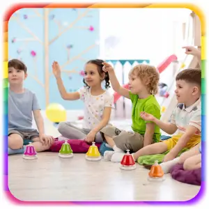 DZWONKI DIATONICZNE MONTESSORI KOLOROWE OKTAWOWE NACISKANE BUM C-8 8 SZT