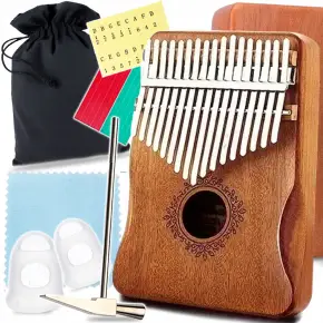 KALIMBA INSTRUMENT PIANINO 17 DREWNIANA AFRYKAŃSKI ZESTAW AKCESORIA ETUI