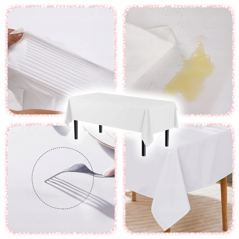 OBRUS JEDNORAZOWY na Stół FOLIOWY Biały Gładki WYTRZYMAŁY DUŻY 137x274 cm