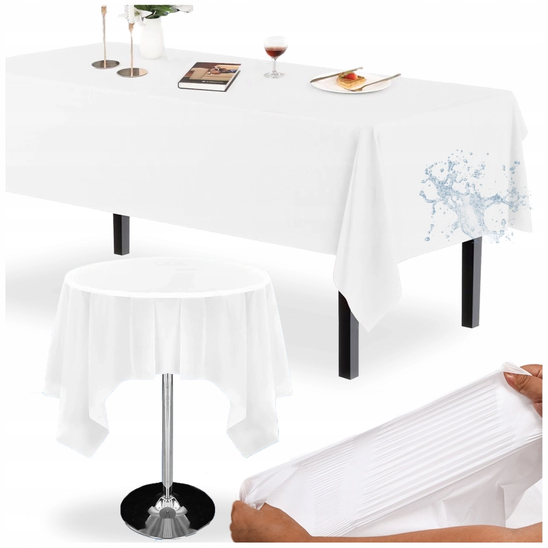 OBRUS JEDNORAZOWY na Stół FOLIOWY Biały Gładki WYTRZYMAŁY DUŻY 137x274 cm