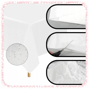 OBRUS JEDNORAZOWY na Stół FOLIOWY Biały Gładki WYTRZYMAŁY DUŻY 137x274 cm