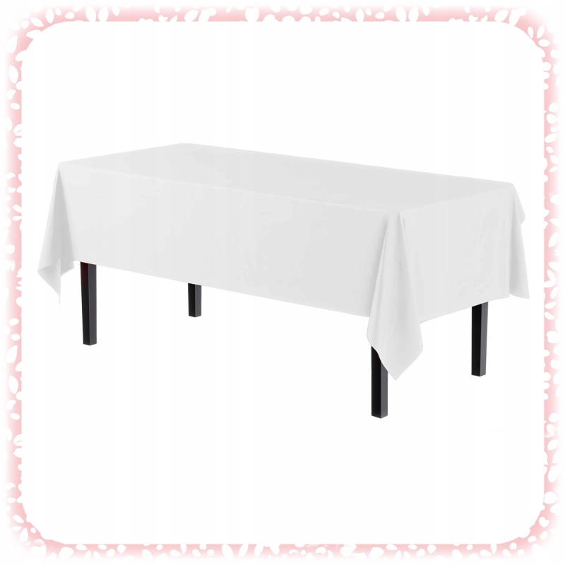 OBRUS JEDNORAZOWY na Stół FOLIOWY Biały Gładki WYTRZYMAŁY DUŻY 137x274 cm