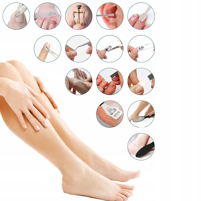 ZESTAW DO WRASTAJĄCYCH PAZNOKCI PEDICURE GRUBYCH CĄŻKI OBCINACZ PIĘT 17 w 1