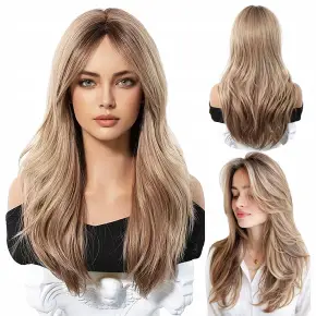 PERUKA DAMSKA DŁUGIE BLOND OMBRE WŁOSY PROSTE SYNTETYCZNE 62 cm WIG COSPLAY