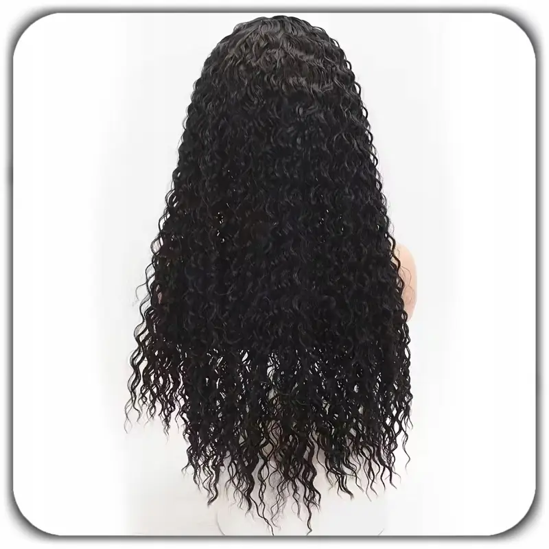 PERUKA DAMSKA DŁUGIE CZARNE WŁOSY KRĘCONE Z OPASKĄ SYNTETYCZNE 65cm COSPLAY