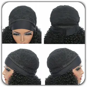 PERUKA DAMSKA DŁUGIE CZARNE WŁOSY KRĘCONE Z OPASKĄ SYNTETYCZNE 65cm COSPLAY