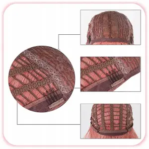 PERUKA DAMSKA DŁUGIE RÓŻOWE WŁOSY FALE Z GRZYWKĄ SYNTETYCZNE 70 cm COSPLAY