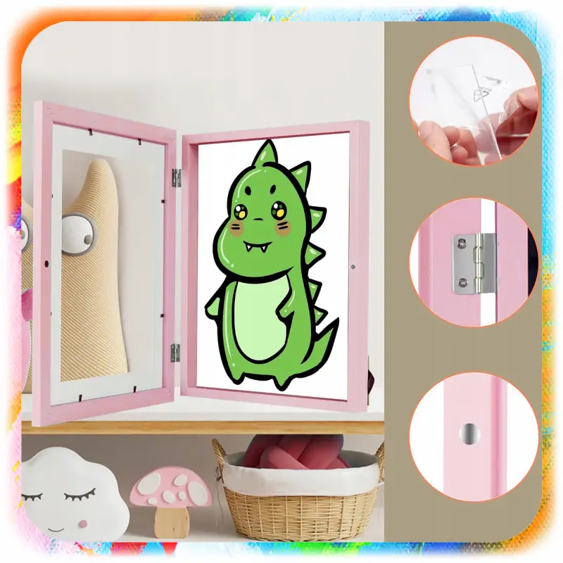 RAMKA ARTYSTYCZNA OTWIERANA NA RYSUNKI OBRAZKI ZDJĘCIA DZIECI Z POJEMNIKIEM