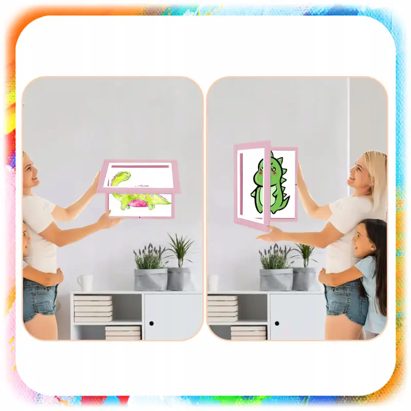 RAMKA ARTYSTYCZNA OTWIERANA NA RYSUNKI OBRAZKI ZDJĘCIA DZIECI Z POJEMNIKIEM