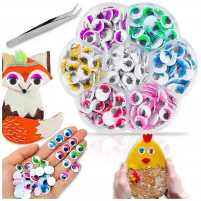 Ruchome Oczka Oczy Samoprzylepne z Rzęsami DIY 215e DO DEKORACJI Maskotek