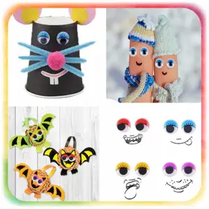 Ruchome Oczka Oczy Samoprzylepne z Rzęsami DIY 215e DO DEKORACJI Maskotek