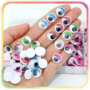 Ruchome Oczka Oczy Samoprzylepne z Rzęsami DIY 215e DO DEKORACJI Maskotek