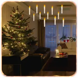 ŚWIĄTECZNE WISZĄCE ŚWIECE LED MAGICZNA RÓŻDŻKA 12 SZT DEKORACJA NA CHOINKĘ