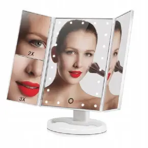 PODŚWIETLANE LUSTERO LED DO MAKIJAŻU KOSMETYCZNE ROZKŁADANE NA DZIEŃ KOBIET