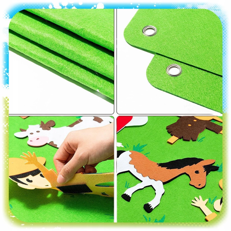 MATA DLA DZIECI EDUKACYJNA TABLICA FILCOWA NA RZEP MONTESSORI WIEŚ FARMA XL