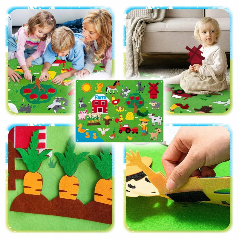 MATA DLA DZIECI EDUKACYJNA TABLICA FILCOWA NA RZEP MONTESSORI WIEŚ FARMA XL
