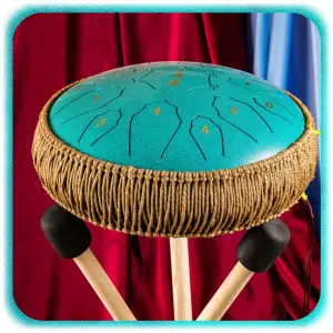 BĘBEN JĘZYKOWY HANDPAN MUZYCZNY STALOWY MORSKI 30CM 15 TONÓW + AKCESORIA