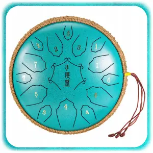 BĘBEN JĘZYKOWY HANDPAN MUZYCZNY STALOWY MORSKI 30CM 15 TONÓW + AKCESORIA
