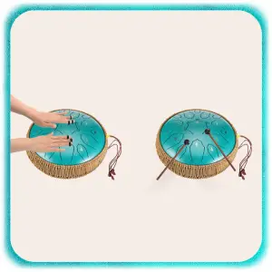 BĘBEN JĘZYKOWY HANDPAN MUZYCZNY STALOWY MORSKI 30CM 15 TONÓW + AKCESORIA