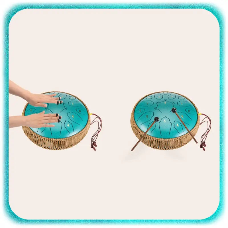 BĘBEN JĘZYKOWY HANDPAN MUZYCZNY STALOWY MORSKI 30CM 15 TONÓW + AKCESORIA