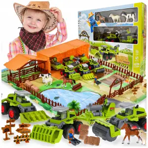 FARMA FIGURKI ZWIERZĘTA ZAGRODA TRAKTOR DLA DZIECI GOSPODARSTWO ZESTAW 66EL