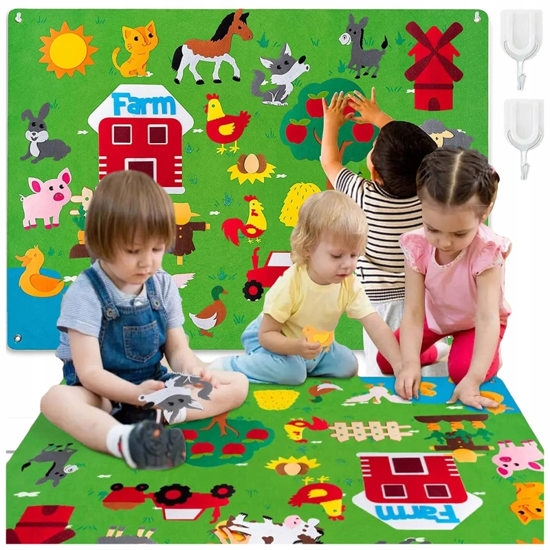 MATA DLA DZIECI EDUKACYJNA TABLICA FILCOWA NA RZEP MONTESSORI WIEŚ FARMA XL