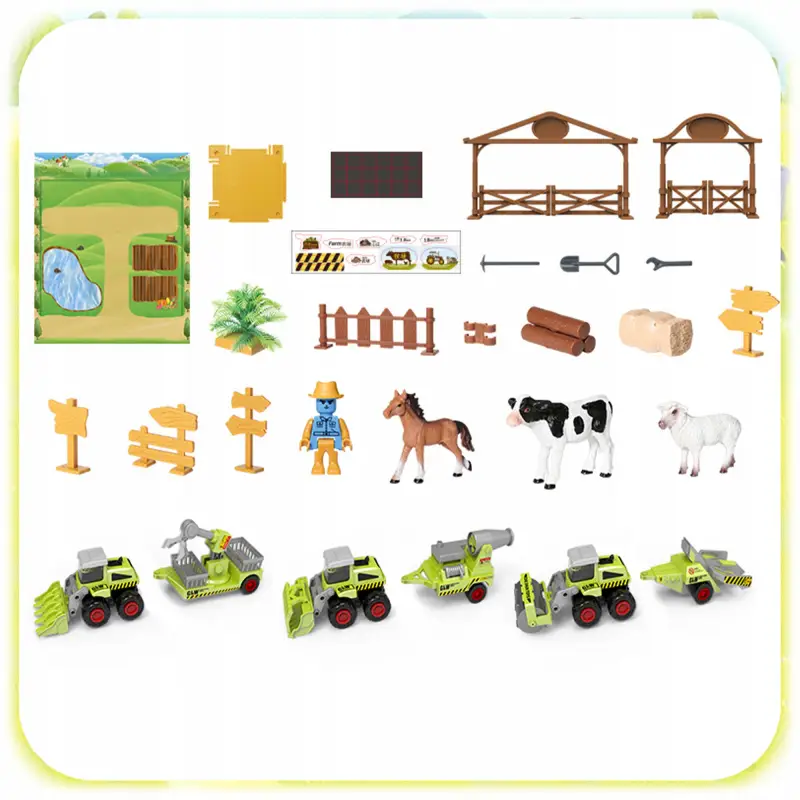 FARMA FIGURKI ZWIERZĘTA ZAGRODA TRAKTOR DLA DZIECI GOSPODARSTWO ZESTAW 66EL