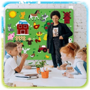 MATA DLA DZIECI EDUKACYJNA TABLICA FILCOWA NA RZEP MONTESSORI WIEŚ FARMA XL