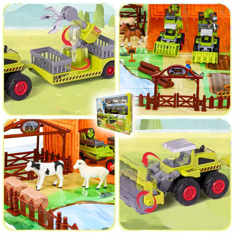 FARMA FIGURKI ZWIERZĘTA ZAGRODA TRAKTOR DLA DZIECI GOSPODARSTWO ZESTAW 66EL