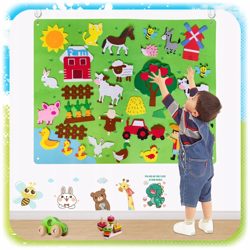 MATA DLA DZIECI EDUKACYJNA TABLICA FILCOWA NA RZEP MONTESSORI WIEŚ FARMA XL
