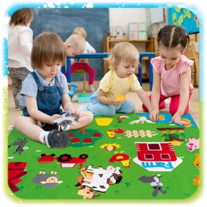 MATA DLA DZIECI EDUKACYJNA TABLICA FILCOWA NA RZEP MONTESSORI WIEŚ FARMA XL