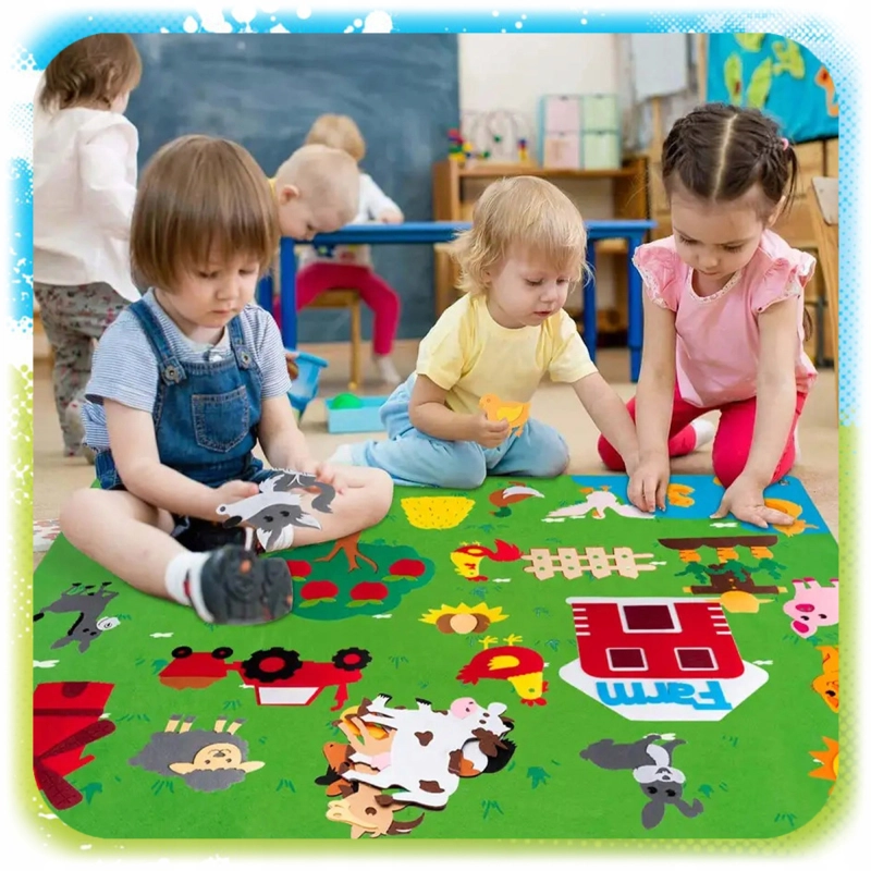 MATA DLA DZIECI EDUKACYJNA TABLICA FILCOWA NA RZEP MONTESSORI WIEŚ FARMA XL