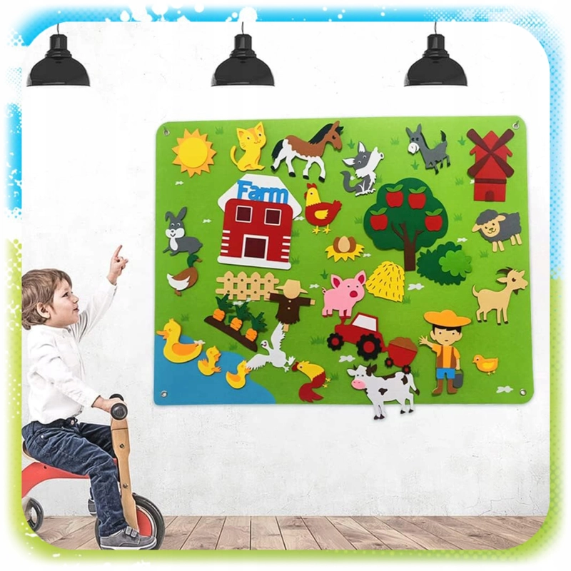 MATA DLA DZIECI EDUKACYJNA TABLICA FILCOWA NA RZEP MONTESSORI WIEŚ FARMA XL