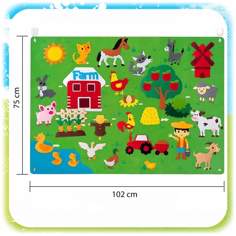 MATA DLA DZIECI EDUKACYJNA TABLICA FILCOWA NA RZEP MONTESSORI WIEŚ FARMA XL