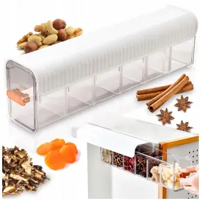 POJEMNIK ORGANIZER NA PRZYPRAWY HERBATY Wiszący PÓŁKA Kuchenny 6 PRZEGRÓDEK