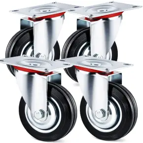 4x KÓŁKO TRANSPORTOWE GUMOWE KÓŁKA KOŁO JEZDNE SKRĘTNE OBROTOWE 125MM 400KG