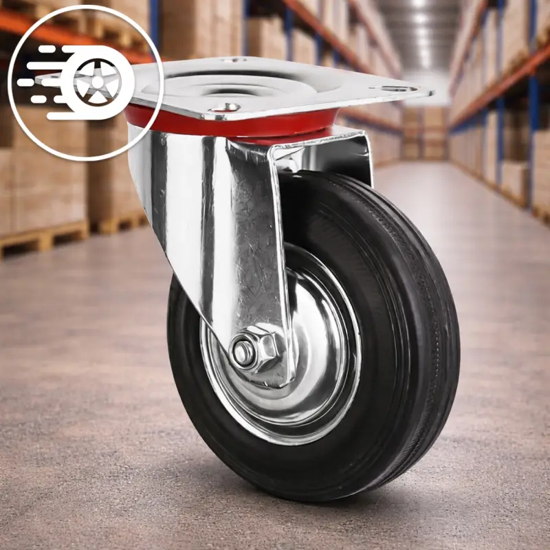 4x KÓŁKO TRANSPORTOWE GUMOWE KÓŁKA KOŁO JEZDNE SKRĘTNE OBROTOWE 125MM 400KG
