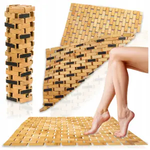 MATA BAMBUSOWA ŁAZIENKOWA DYWANIK DREWNIANY DO SAUNY ŁAZIENKI XL 50x80cm