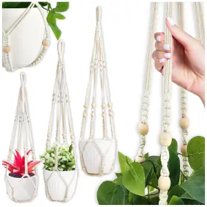 3x KWIETNIK WISZĄCY BOHO MAKRAMA ZE SZNURKA NA DONICZKĘ KWIATY BALKON 90cm